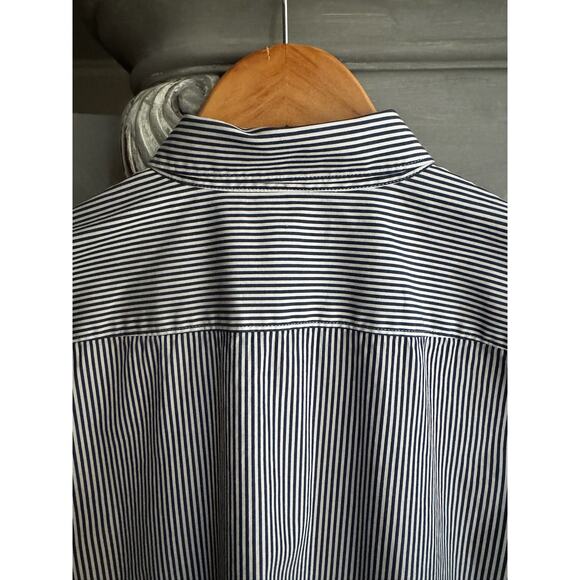J.Crew Striped Button Down Shirt Navy Blue White Sz 6 Oversized Boyfriend Preppy - Picture 4 of 14